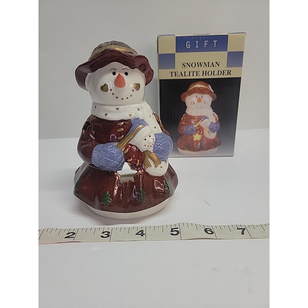 Ceramic Snowman Votive Tea Light‎ Figurine